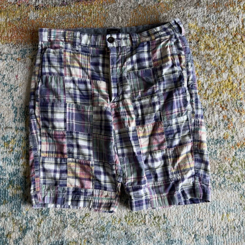 J.CREW Vintage Patchwork Madras Plaid Shorts Size 30 GweePreppy